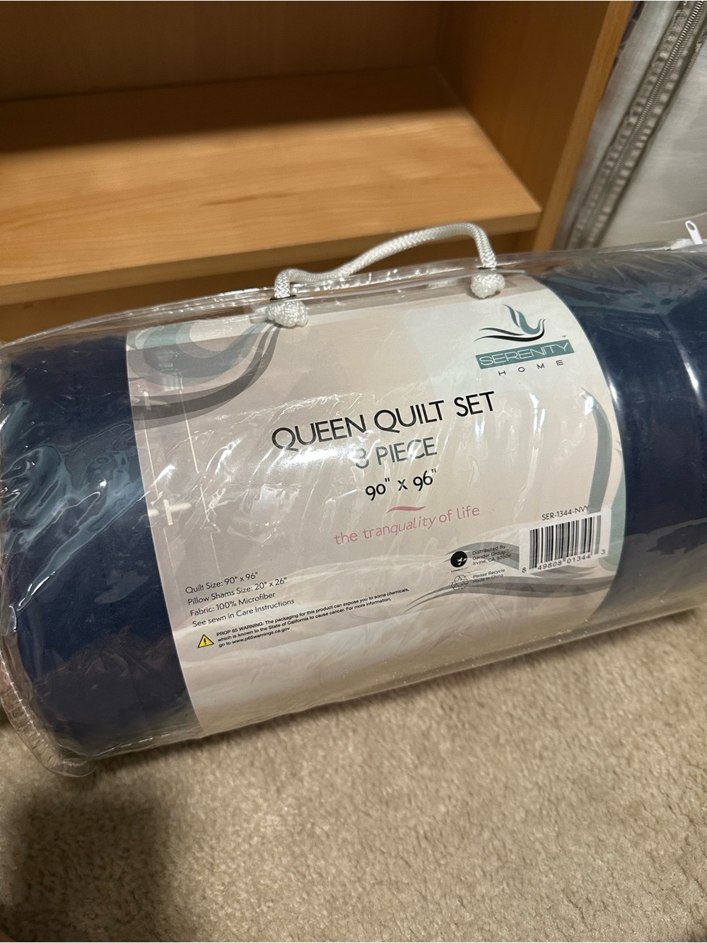 Serenity Home Queen Quilt Set 3 Piece Navy Blue